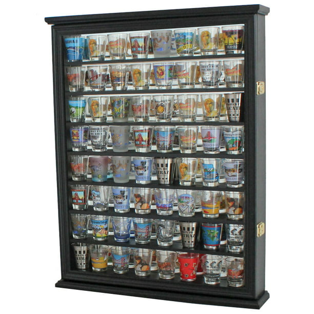 29 Shot Glass Shooter Display Wall Organizer Shelf Painted Black Solid Wood New